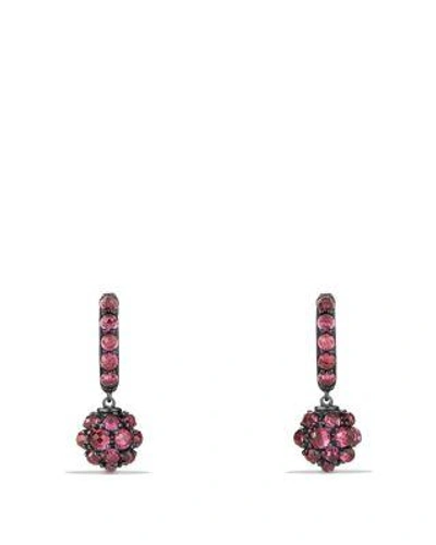 David Yurman Osetra Short Drop Earrings With Rhodalite Garnet In Pink/black