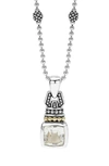 Lagos 18k Gold And Sterling Silver Caviar Color Pendant Necklace With White Topaz, 16 In White/silver