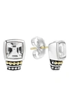 Lagos 18k Gold And Sterling Silver Caviar Color Stud Earrings With White Topaz