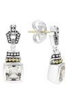 Lagos 18k Gold And Sterling Silver Caviar Color Drop Earrings With White Topaz