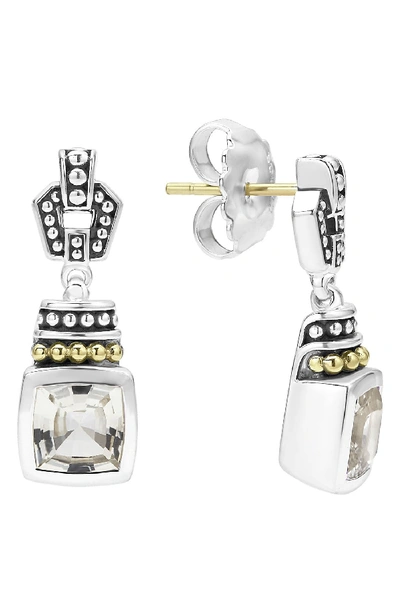 Lagos 18k Gold And Sterling Silver Caviar Color Drop Earrings With White Topaz