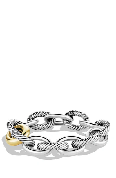 David Yurman Extra-large Oval Link Bracelet With 18k Yellow Gold In Silver Gold
