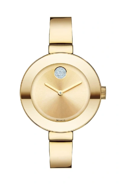 Movado 'bold' Crystal Accent Bangle Watch, 34mm In Gold