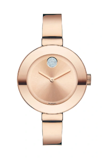 Movado 'bold' Crystal Accent Bangle Watch, 34mm In Rose Gold