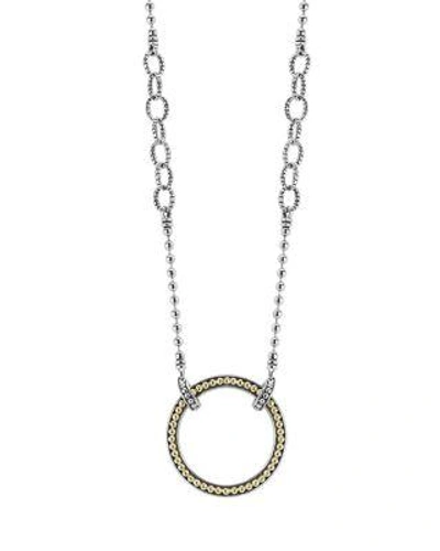 Lagos 18k Gold And Sterling Silver Enso Pendant Necklace, 16 In Silver/ Gold