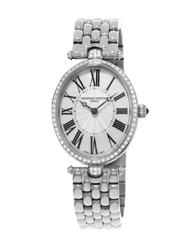 Frederique Constant Ladies' Classics Art Deco Stainless Diamond Watch In Silver