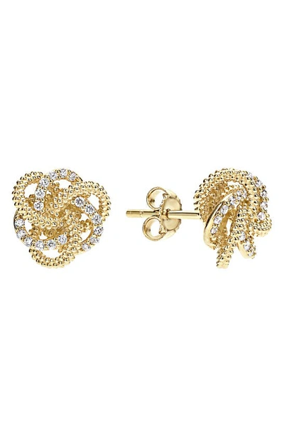 Lagos 18k Yellow Gold Love Knot Stud Earrings With Diamonds In White/gold