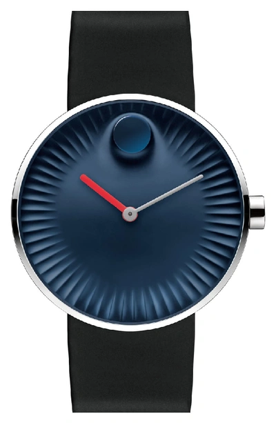 Movado 'edge' Rubber Strap Watch, 40mm In Black/ Red Hand