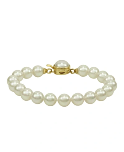 Majorica Pearl Bracelet, 18k Gold Over Sterling Silver Organic Man Made Pearl In White/ Gold
