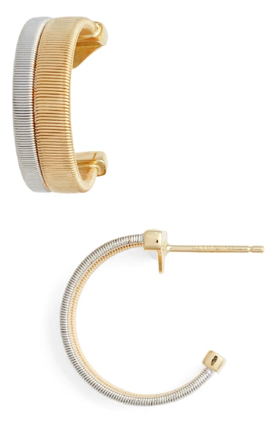 Marco Bicego 18k Yellow And White Gold Masai Two Row Hoop Earrings In Yellow Gold