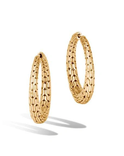 John Hardy 18k Yellow Gold Classic Chain Graduated Medium Hoop Earrings