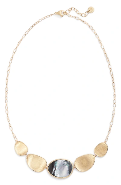 Marco Bicego 18k Yellow Gold Lunaria Black Mother-of-pearl Short Necklace, 16.5 In Grey Mother Of Pearl
