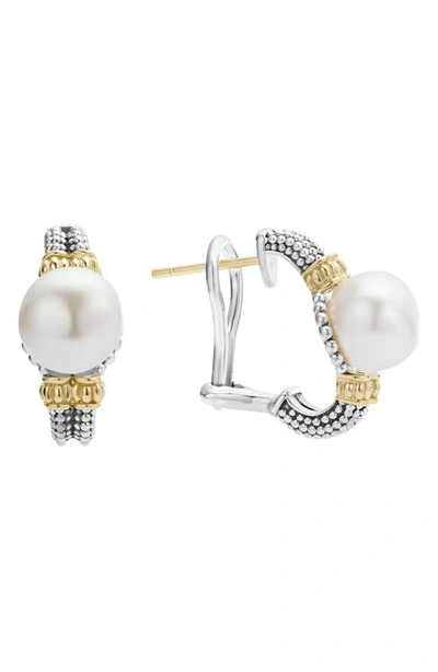 Lagos 18k Gold And Sterling Silver Luna Earrings With Cultured Freshwater Pearls In White/multi