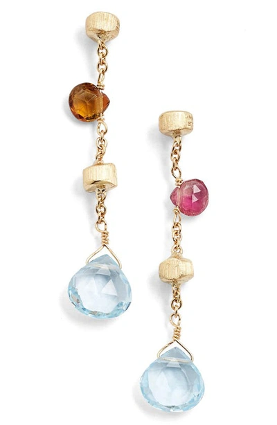 Marco Bicego Paradise 18k Yellow Gold Mixed Semiprecious Stones Drop Earrings In Multi/gold