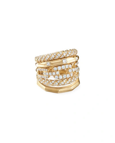 David Yurman Stax Five Row Ring With Diamonds In 18k Gold In White/gold