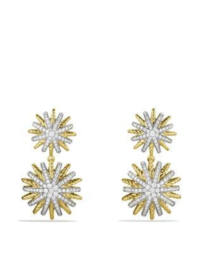David Yurman Starburst Double-drop Earrings With Diamonds In Gold In Yellow Gold