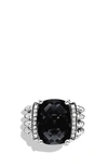 David Yurman Wheaton Ring With Semiprecious Stone & Diamonds In Black Onyx