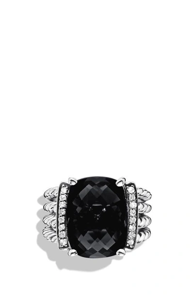 David Yurman Wheaton Ring With Semiprecious Stone & Diamonds In Black Onyx