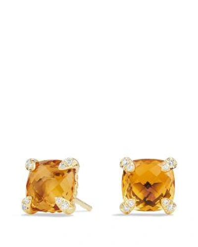 David Yurman Châtelaine® Gemstone & 18k Gold Stud Earrings In Honey/gold