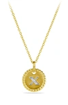 David Yurman Cable Collectibles Initial Pendant With Diamonds In Gold On Chain, 16-18 In X