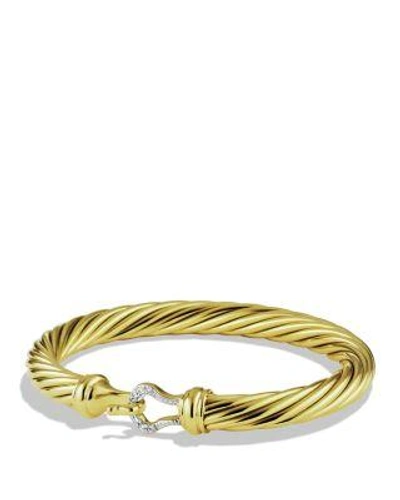 David Yurman Cable Buckle Bracelet With Diamonds And Gold In Yellow Gold