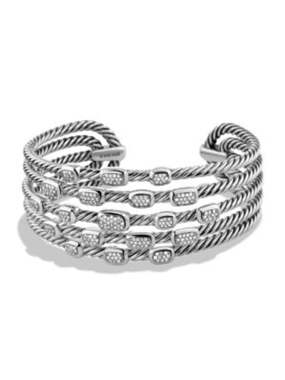 David Yurman Confetti Wide Cuff Bracelet With Diamonds In Silver