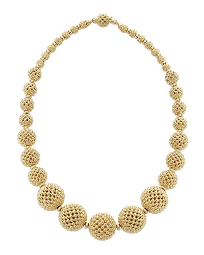 Lagos 18k Gold Caviar Graduated Lattice Ball Statement Necklace, 16