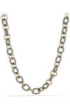 David Yurman Large Sterling Silver & 18k Gold Oval Link Necklace, 18.25"l In Silver/yellow Gold