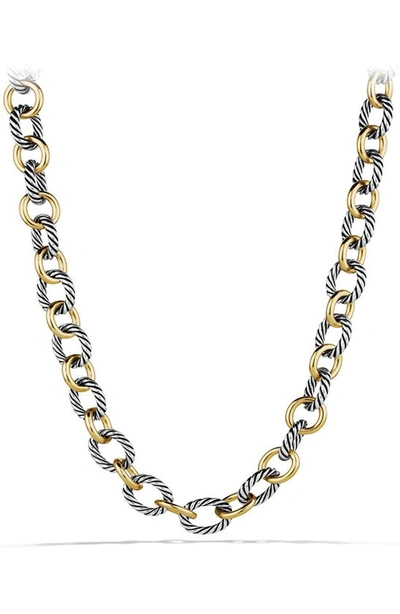 David Yurman Large Sterling Silver & 18k Gold Oval Link Necklace, 18.25"l In Silver/yellow Gold