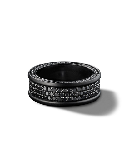 David Yurman Streamline Three-row Band Ring With Black Diamonds