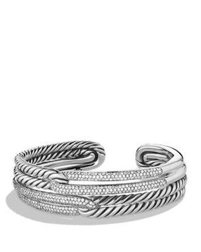 David Yurman Labyrinth Double-loop Cuff With Diamonds In Silver