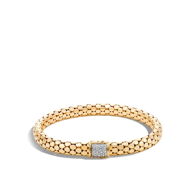 John Hardy 18k Yellow Gold Dot Small Chain Bracelet With Diamonds In White/gold