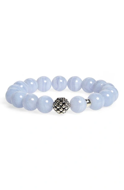 Lagos Sterling Silver Caviar Ball Beaded Blue Lace Agate Bracelet, 10mm