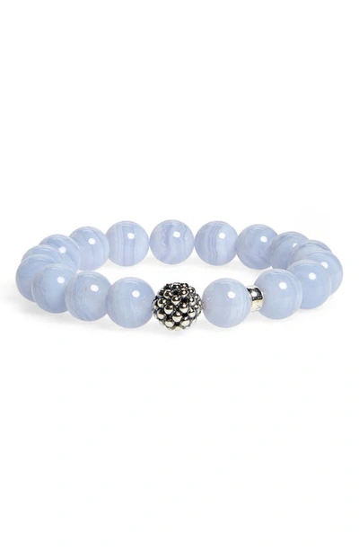 Lagos Sterling Silver Caviar Ball Beaded Blue Lace Agate Bracelet, 10mm In Blue Lace Agate