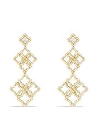 David Yurman Venetian Quatrefoil Cluster Earrings With Diamonds In Gold In Gold/white