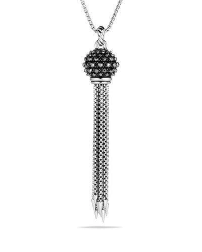 David Yurman Ostera Large Tassel Necklace With Hematite In Grey/silver