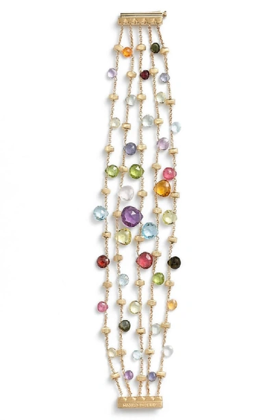 Marco Bicego 18k Yellow Gold Paradise Five Strand Mixed Stone Bracelet In Yellow Gold/ Multi