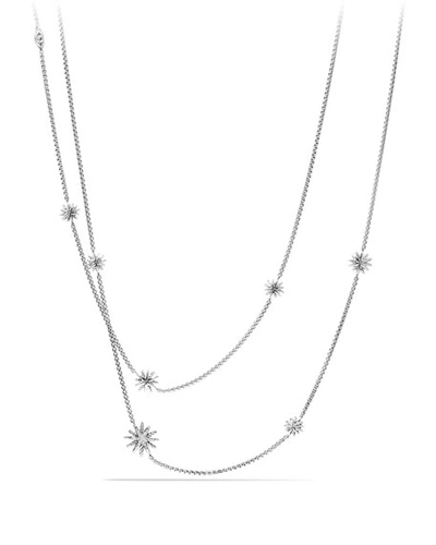 David Yurman Starburst Station Necklace With Diamonds, 36" In Silver