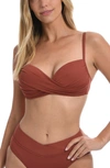 La Blanca Island Goddess Wrap Bikini Top In Cinnamon