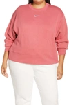 Nike Collection Essentials Crewneck Sweatshirt In Archaeo Pink/ White