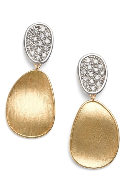 Marco Bicego Diamond Lunaria Two Drop Small Earrings In 18k Gold In White/gold