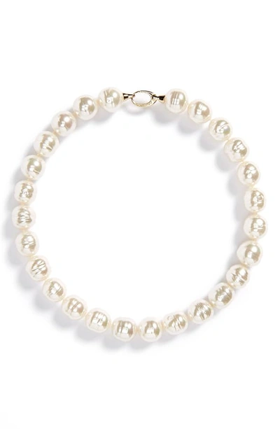 Majorica Baroque Simulated Pearl Collar Necklace, 17 In White/ Gold