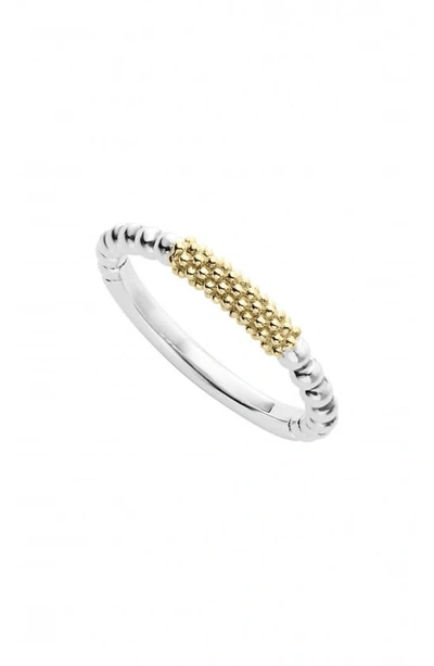Lagos Caviar Icon 18k Gold And Sterling Silver Bead Bar Stacking Ring In Silver/gold