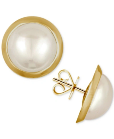 Majorica 18k Gold Vermeil Imitation Mabe Pearl Stud Earrings In White