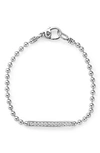 Lagos Sterling Silver Caviar Spark Diamond Bar Chain Bracelet In White/silver