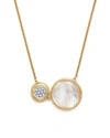 Marco Bicego 18k White And Yellow Gold Jaipur Pendant Necklace With Mother-of-pearl And Diamonds, 16 In White/gold