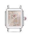 Michele Deco Madison Diamond Dial Watch Case, 33mm X 35mm In Silver/ Beige