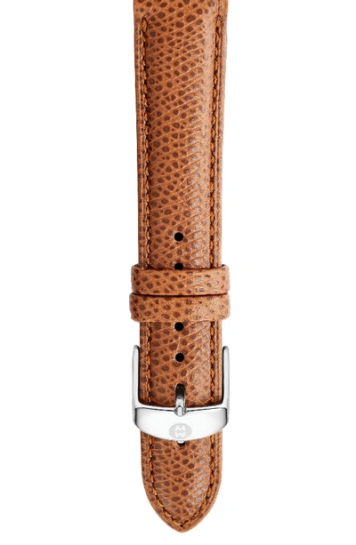 Michele Chestnut Leather Watch Strap, 16mm In Saddle