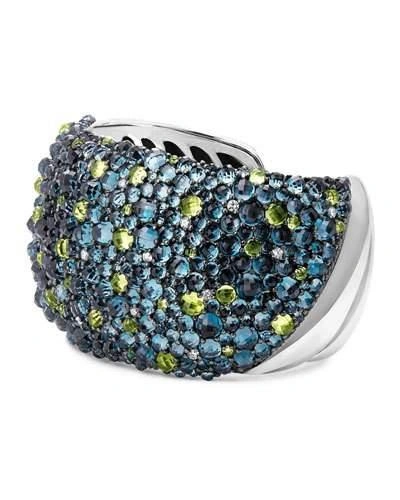 David Yurman Osetra Mosaic Hampton Blue Topaz & Peridot Cuff Bracelet With Diamonds In Blue/green