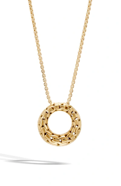 John Hardy 18k Yellow Gold Classic Chain Small Round Pendant Necklace, 16